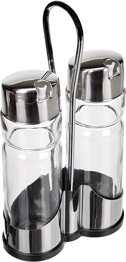 IBILI Cruet Set, 27 x 12 x 6 cm, Silver/Transparent