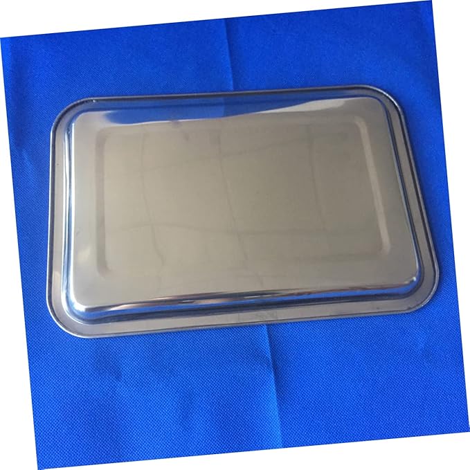Thickened Stainless Steel Grill Tray 43x33cm Flat Square BBQ Pan for Outdoor Cooking Heavy Duty Serving Dish for Fish and Vegetables