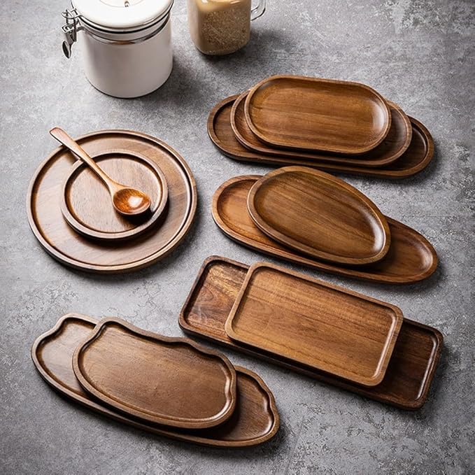 Rectangular Wooden Tray For Serving For Tea Coffee And Desserts With Minimalist Japanese Style And Easy To Clean Wood For Various Settings(TP06（Large）)
