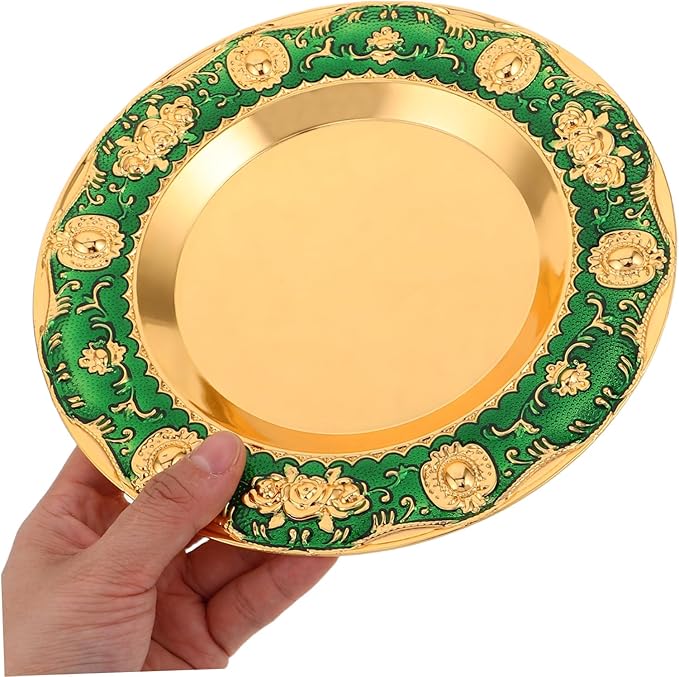 GLEAVI Vintage European Round Tray Decorative Metal Fruit and Snack Holder for Coffee Table Jewelry Organizer and Centerpiece Versatile Serving Tray for Home Decor