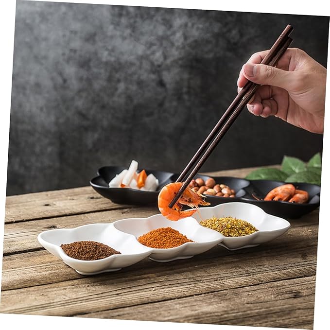 Ciieeo Ceramic Appetizer Serving Tray Nordic Style Plates for Sauces Condiments White Dipping Everyday Use