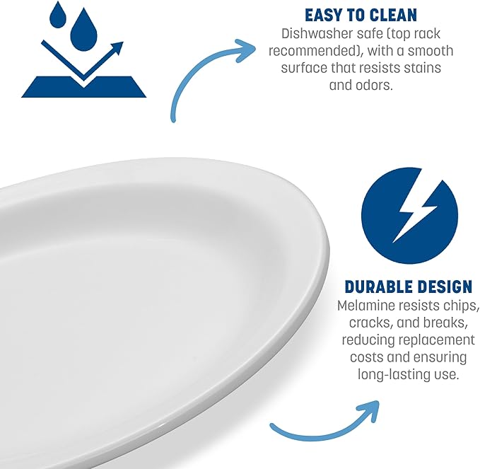 Carlisle FoodService Products Kingline Plastic Oval Platter Oval Tray for Home and Restaurant, Melamine, 12 x 9 Inches, Red