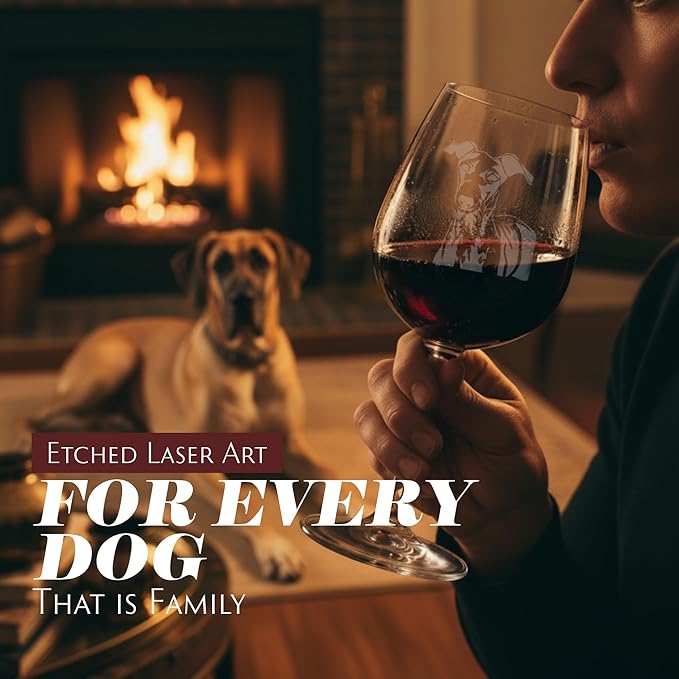 Etched Laser Art Italian Grayhound Personalized Dog Themed Etched 12.75oz Wine Glass Custom Dog Breed Wine Glasses, Ideal for Pet Lovers, Unique Birthday Gift for Men & Women, Personalized Gift