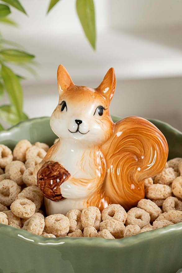 DIHOclub Cute Squirrel Candy Bowl Ceramic Candy Dish (Green Squirrel)