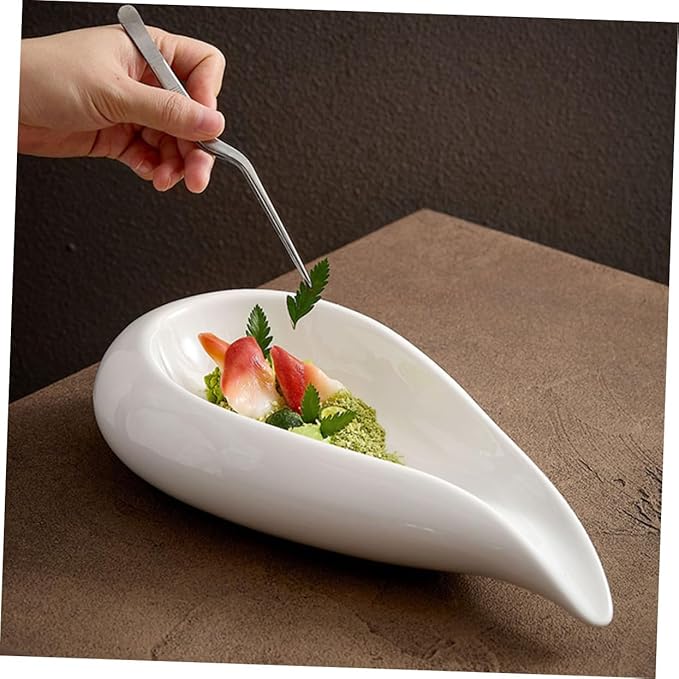 OUNONA Ceramic Appetizer Serving Plate Irregular Food Dish for Cold Foods Nuts and Seasonal Delights Dishwasher Safe for Home and Restaurant Use