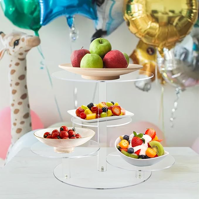 Acrylic Tiered Cake and Cupcake Stand, 4 Tier Dessert Pastry Display Tower Stand for Wedding, Birthday Bar, Graduation, Baby Shower, Afternoon Tea Party Décor