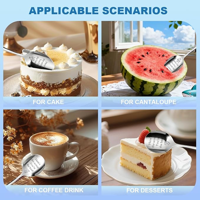 2 Pcs Ice Cream Spoon Motivational Gifts Dessert Spoons Stainless Steel Ice Cream Scoop Employee Appreciation Gifts For Women Men Coworkers Friends Female Here'S The Scoop You'Re The Best