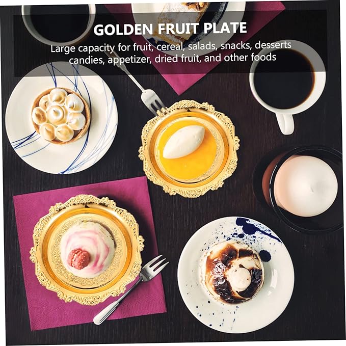 1 Set Elegant Golden Food Serving Dish Rack Plates for Snacks Fruits Appetizers for Weddings Parties Home Decoration Daily Use Storage Tray