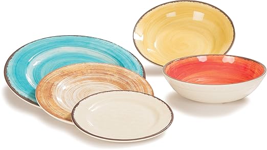 Carlisle FoodService Products Mingle Resuable Plastic Plate Dinner Plate with Pottery Style for Home and Restaurant, Melamine, 11 Inches, Aqua