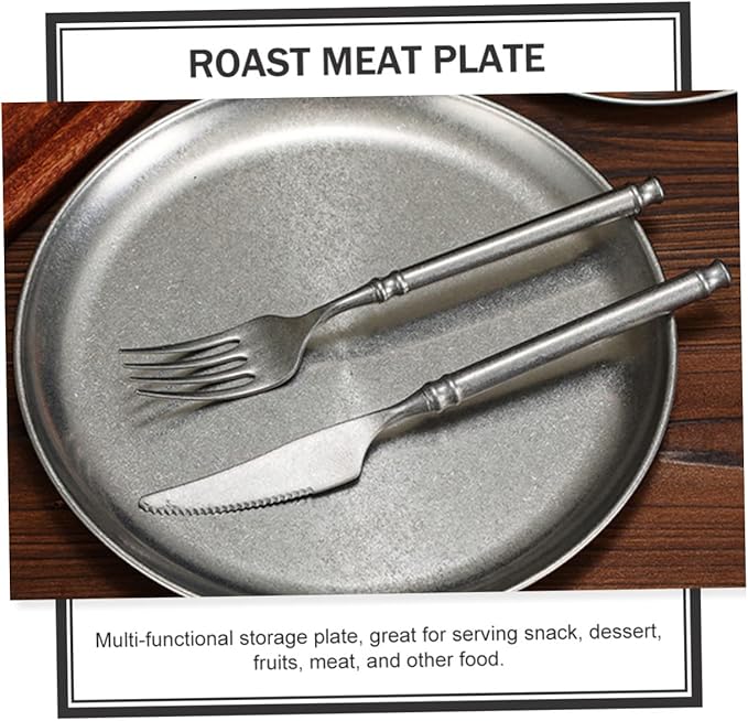 Stainless Steel Tea Party Dishes Pizza Pan Food Preservation Bar Serving Steak Cookie Tray Hamburger Banquet