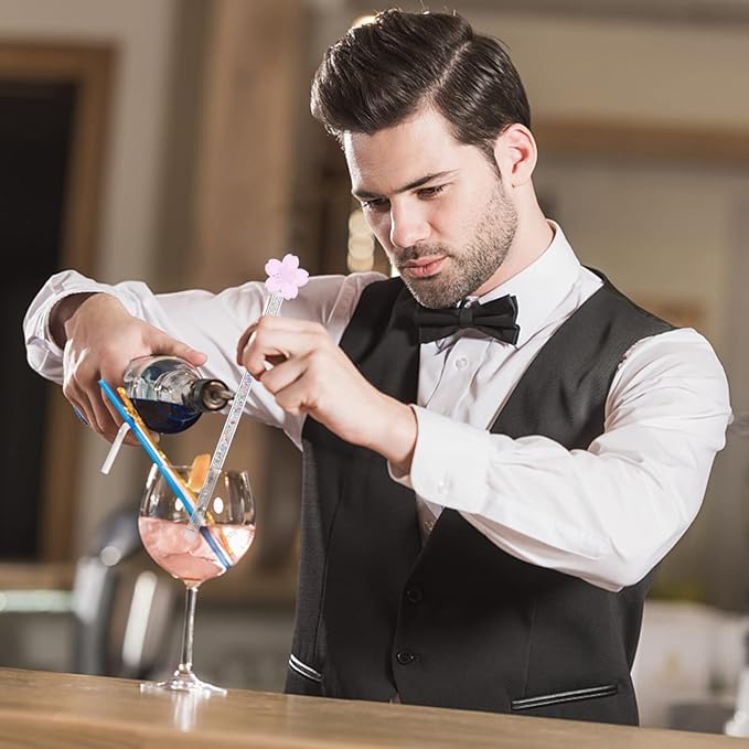 Lurrose Beverage Stirring Stick Glass Coffee Stirrer Long Handle Juice Stick Bar and Kitchen Tool