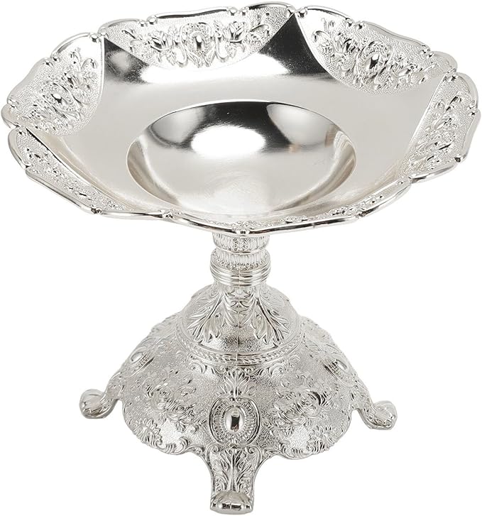 European Fruit Tray, Metal Food Serving Tray Easy To Clean with Base, Silver Serving Tray for Storage (Silver)