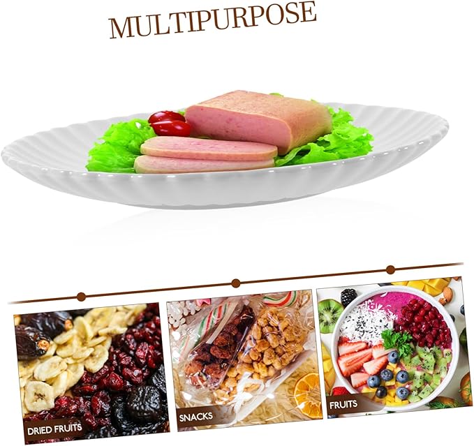 IMIKEYA Chrysanthemum Shaped Ceramic Plate Elegant Matte White Dessert and Snack Tray for Home Kitchen Tableware for Parties and Gatherings