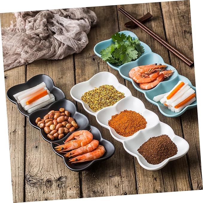 Ciieeo Ceramic Appetizer Serving Tray Nordic Style Plates for Sauces Condiments White Dipping Everyday Use