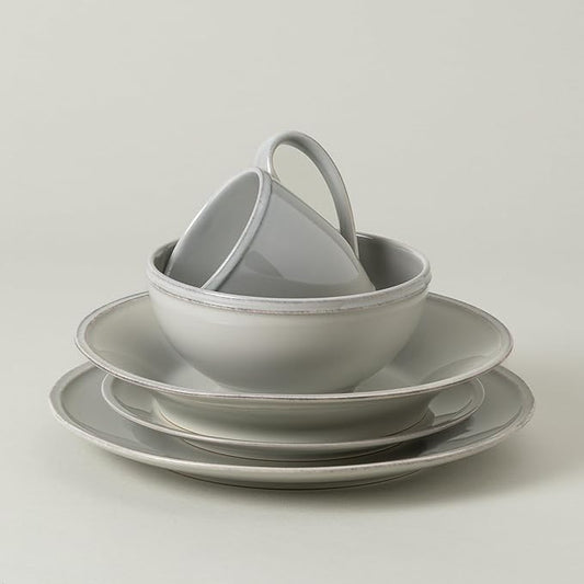 Costa Nova Ceramic Stoneware 5-Piece Place Setting Service for 1 - Friso Collection, Grey | Microwave & Dishwasher Safe Dinnerware Set | Food Safe Glazing | Restaurant Quality Tableware
