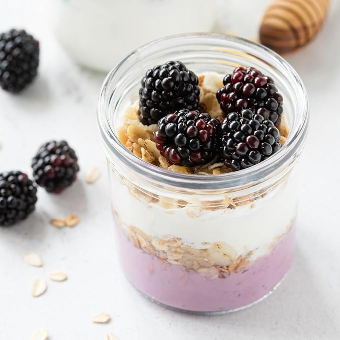 Overnight Oats Containers with Lids, 16oz Glass Jars with Lids 4 pcs, Milk White, Wide Mouth Mason jars for Salad, Yogurt, Snacks, Meal Prep