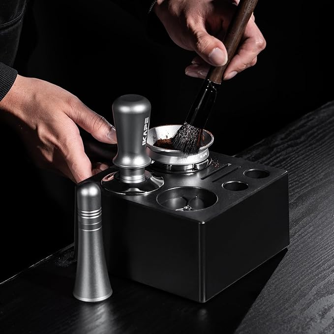IKAPE 58MM Espresso Tamper Kit 6 in 1, Coffee Tamper, WDT Tool, Magnetic Dosing Funnel, Puck Screen, Milk Pitcher, Cleaning Brush
