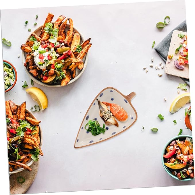 PRETYZOOM Creative Ceramic Leaf Snack Plate Dipping Sauce Dish Multipurpose Side Dish for Home and Restaurant Serving Appetizers Salads Desserts and Snacks