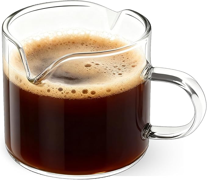 BCnmviku Shot Glasses Espresso Parts Double Spouts Milk Cup Clear Glass (Clear Glass-1Pack)