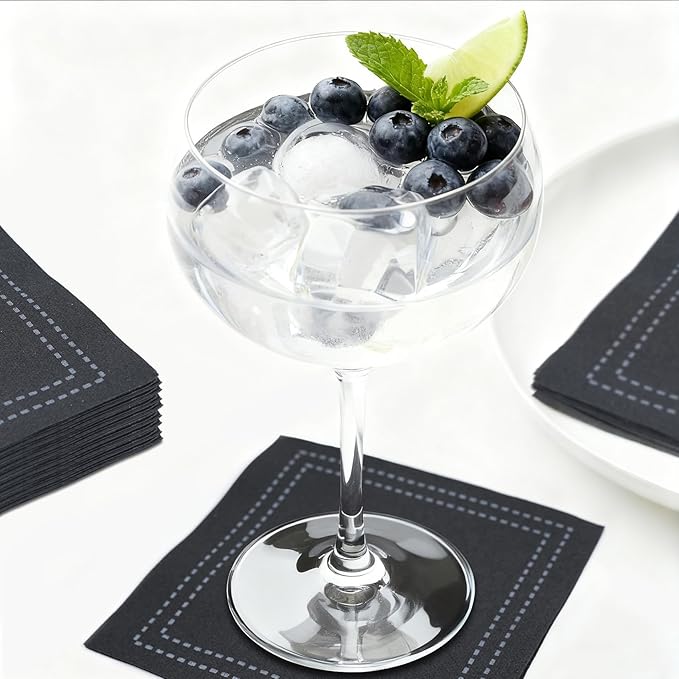50 Pack Black Cocktail Napkins Disposable - Linen Feel 5x5 Inch Premium Dessert Napkins for Weddings, Parties, Birthdays, Anniversary, Suitable for Restaurants, Bars, Reception, Home Events