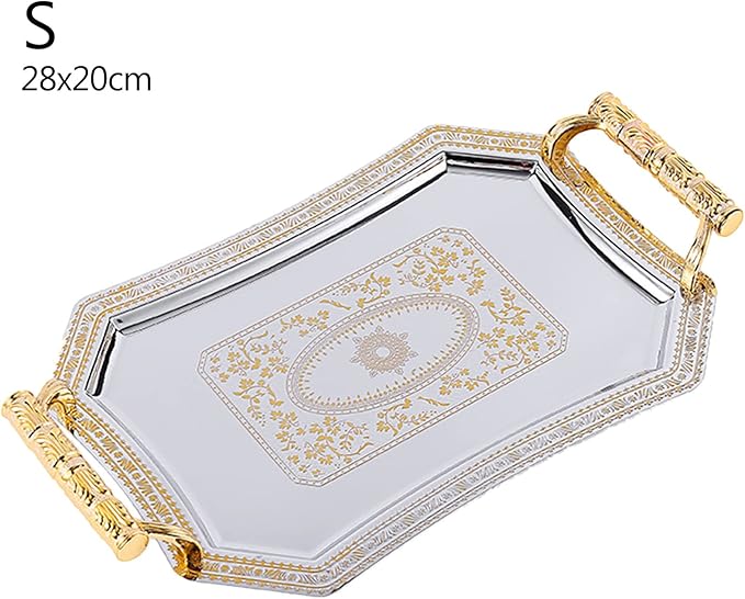 Stainless Steel Storage Tray Buffet Serve Plate Metal Container Accessory for Coffee Tea Drink Beverage Cup Anti-Scald Buffer Trays, Silver