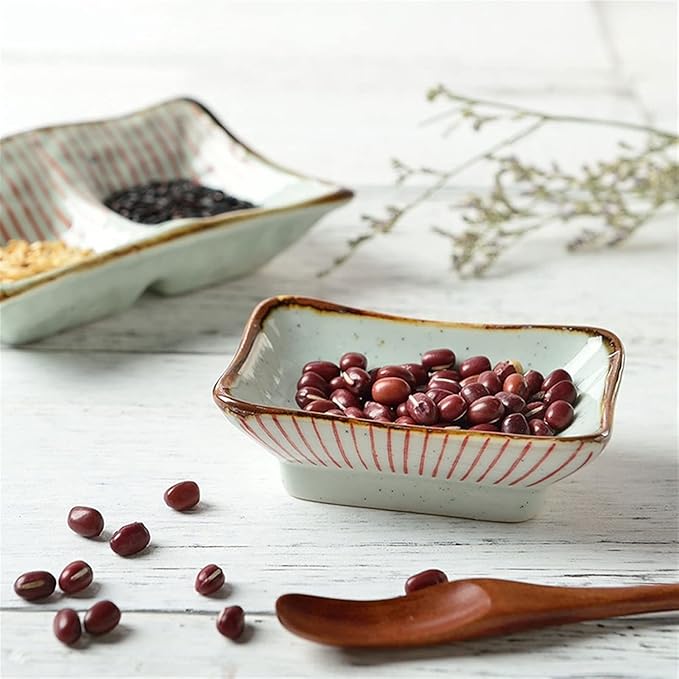 Sauce Dish Ceramic Appetizer Plates 3.35 Inch Japanese Style Dipping Sauce Dishes Rectangle Soy Sauce Dipping Bowls Dessert Sushi Sauce Seasoning Dish Dipping Bowls (A)