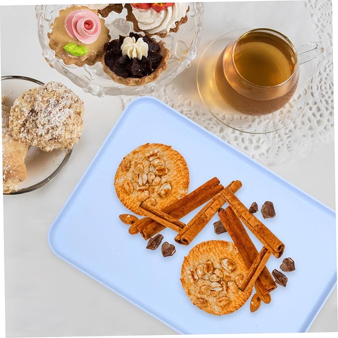 VALICLUD 3pcs Rectangular Wheat Straw Serving Tray Party Serving Plates for Everyday Use Sturdy Food Tray for Home for Entertaining and Storage of Tableware