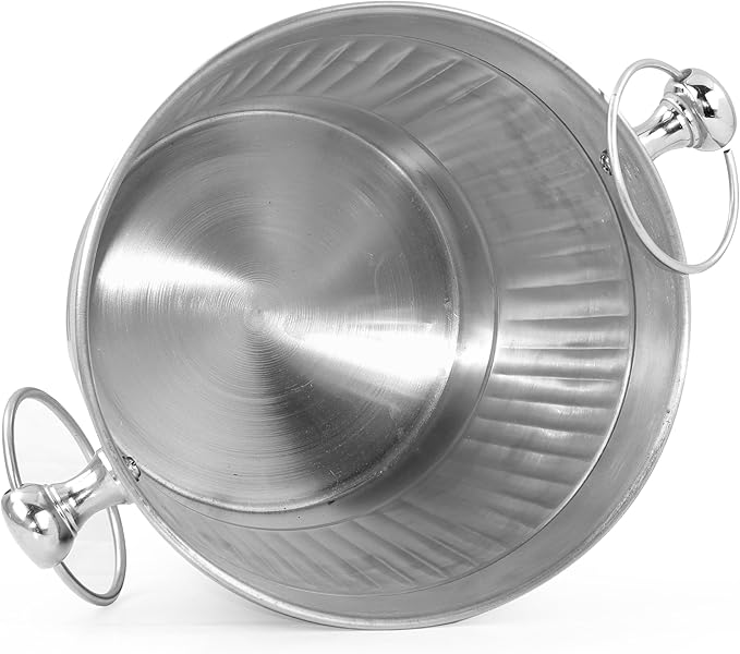 Vertical Striped Nickel Plated Majestic Wine & Ice Bucket with Steel Bucket Stand | Wine Chiller On Stand Kitchenware Bar Ware | Beverage Barware Accessories