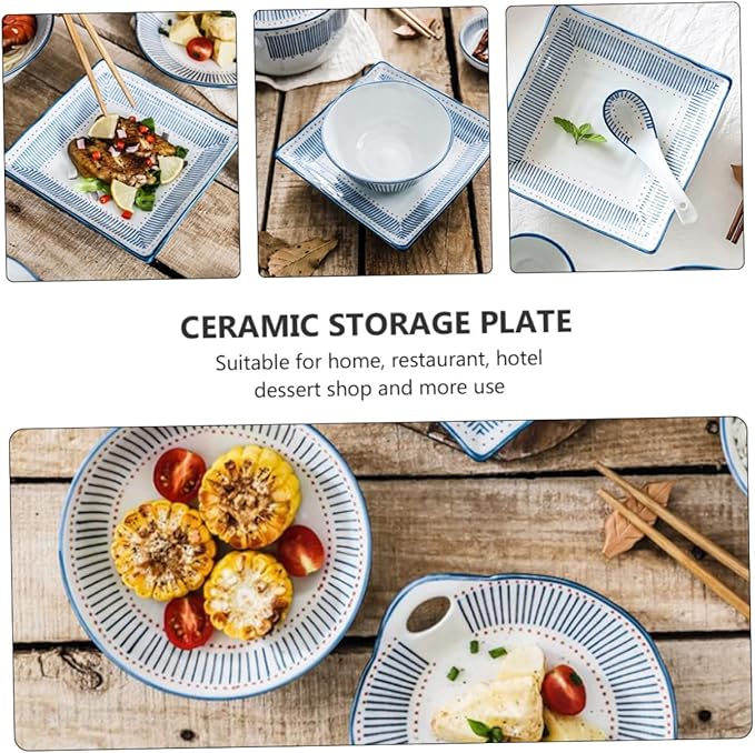 Healthful Ceramic Plate 6.8in Dessert Serving Plate for Sushi Salad Steak Pasta Restaurant Home