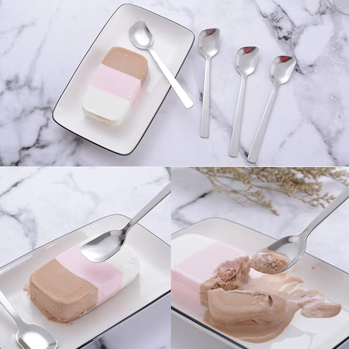 Nirosta Yogurt Spoon - Stainless Steel Gelato & Ice Cream Spoon, Fruit & Dessert Spoon, 6.4-inch, Set of 6