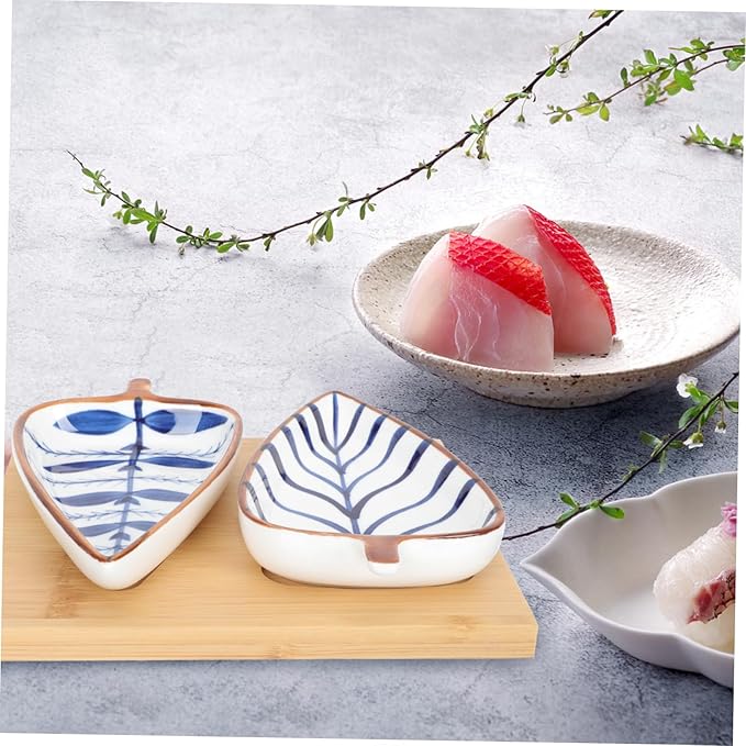 1 Set Ceramic Sauce Dish with Wood Tray Versatile Appetizer Plates for Snacks Fruits and Condiments for Parties Picnics and Home Use