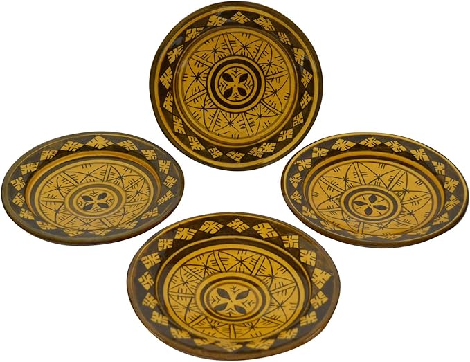 Moroccan Ceramic Plates Handmade Appetizer Tapas Serving Set of Four