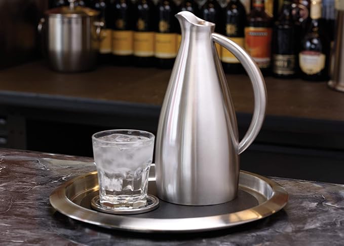Service Ideas TR1412SR Tray with Top and Bottom Built in Non-Slip Rubber Inserts, 12" Round, Dishwasher Safe, Stainless Steel, Brushed