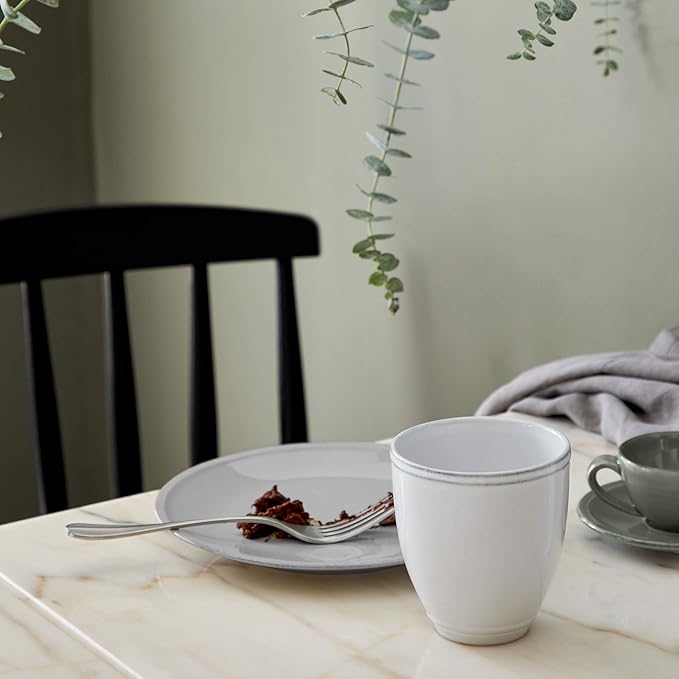 Costa Nova Ceramic Stoneware 5-Piece Place Setting Service for 1 - Friso Collection, White | Microwave & Dishwasher Safe Dinnerware Set | Food Safe Glazing | Restaurant Quality Tableware