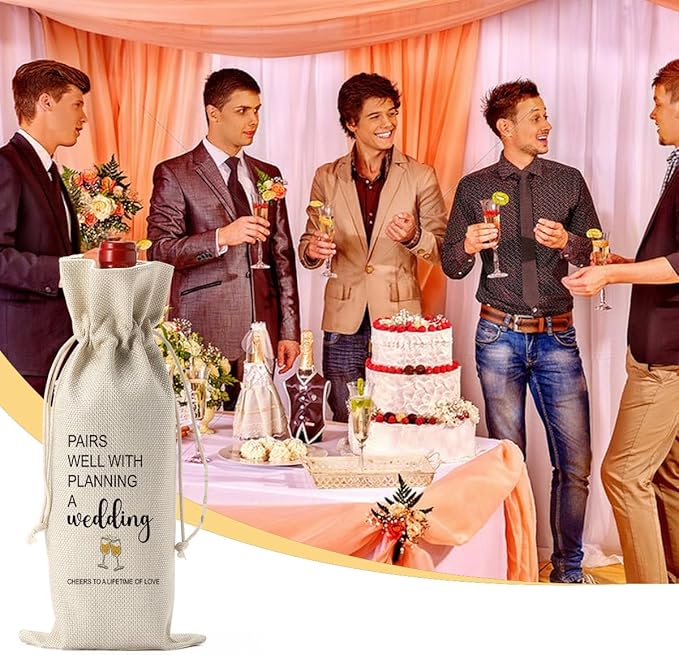 Funny Wedding Wine Bag, Engagement Party Decorations, Engagement Gifts for Women Couples, Wedding Gift Ideas for Mr and Mrs, Bride to Be & Shower Gifts