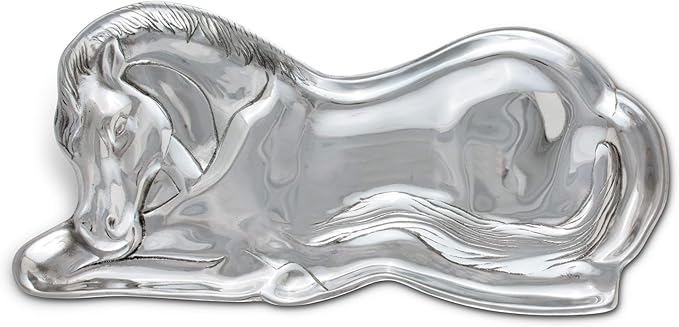 Arthur Court Aluminum Horse Figural Tray, 12 x 6 Inches, Equestrian-Themed with Detailed Mane Design, Food-Safe and Versatile Serving Platter