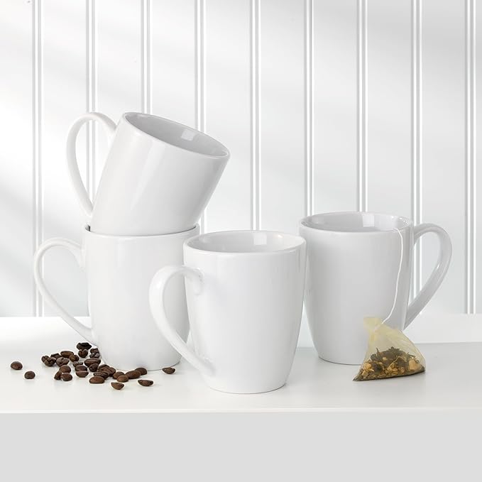 Euro Ceramica Essential Collection Fine Porcelain Classic Coupe 20-Piece Dinnerware and Serveware,4 Pieces 9-Inch Meal Bowl Included, Service for 4, Classic White