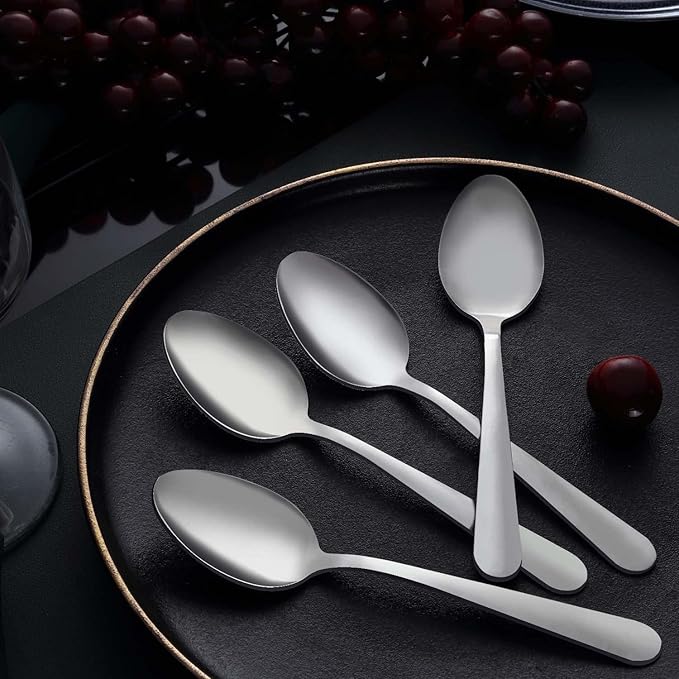 Unokit Spoons Silverware Set - 36-Piece (6.7 inch) Stainless Steel Dinner Dessert Spoons, Tablespoon, Silverware Spoons Only for Home, Kitchen or Restaurant - Mirror Polished, Dishwasher Safe