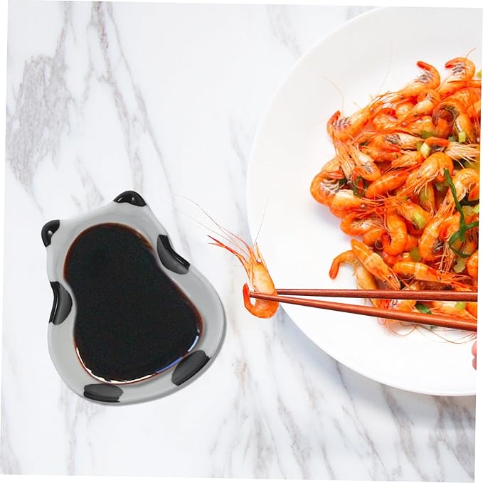 BESTOYARD 2pcs Cute Panda Ceramic Plates Dipping Bowls Appetizer Trays Sushi Soy Sauce Dishes Food Prep Bowls Set