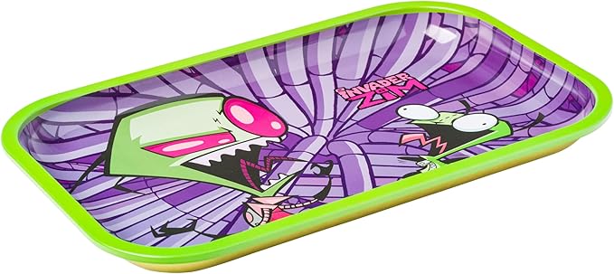Silver Buffalo Invader Zim Tin Tray Featuring Zim and Gir, 11.3" x 7.4" x 1”