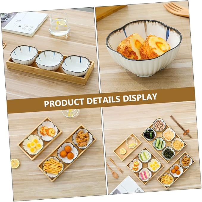 Amosfun Japanese Style Snack Plate Set 6 Ceramic Small Plates with Divided Compartments for Dried Fruits Appetizers and Sauces for Home Dining and Restaurants