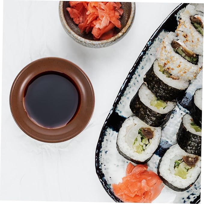LIFKOME Ceramic Appetizer Plate Shallow Serving Dish for Dipping Sauces Rustic Style Snack Bowl for Hotel Dining and Restaurant Use 4-piece Set