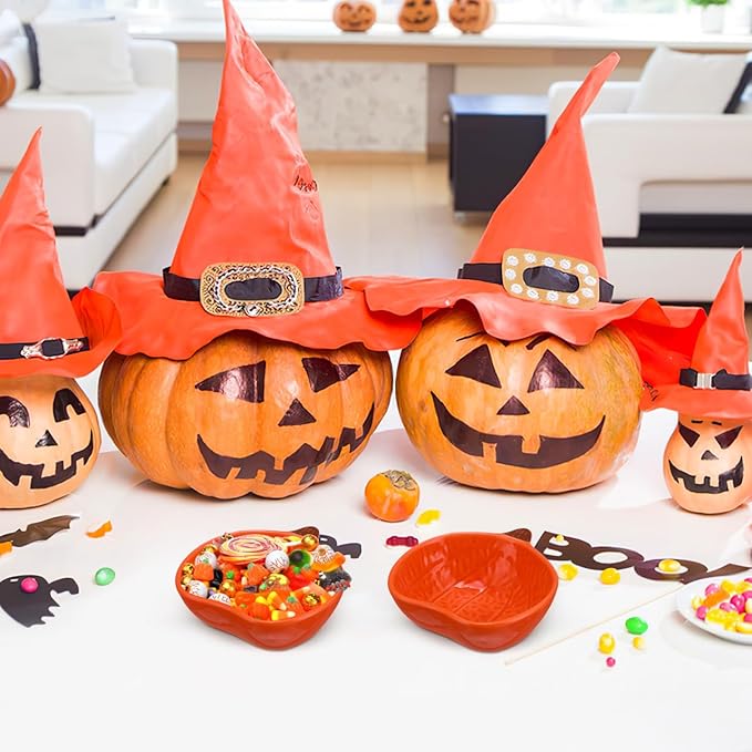 Ceramic Pumpkin Ramekins, Small Halloween Fall Pumpkin Bowls for Baking Creme Brulee, Souffle, Pudding, Halloween Bowl Plates for Kitchen Party Snack Serving Dip Sauce Condiments - Dishwasher Safe