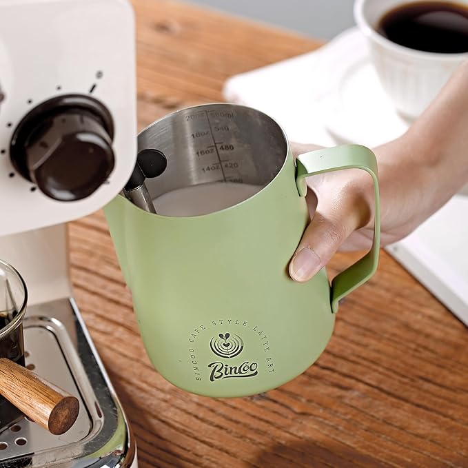 Milk Frothing Pitcher 350ml/12oz,Stainless Steel Latte Art Cup with Dual Arc Spout,Sharp Pouring Tip & Ergonomic Handle for Espresso Coffee Latte Cappuccino