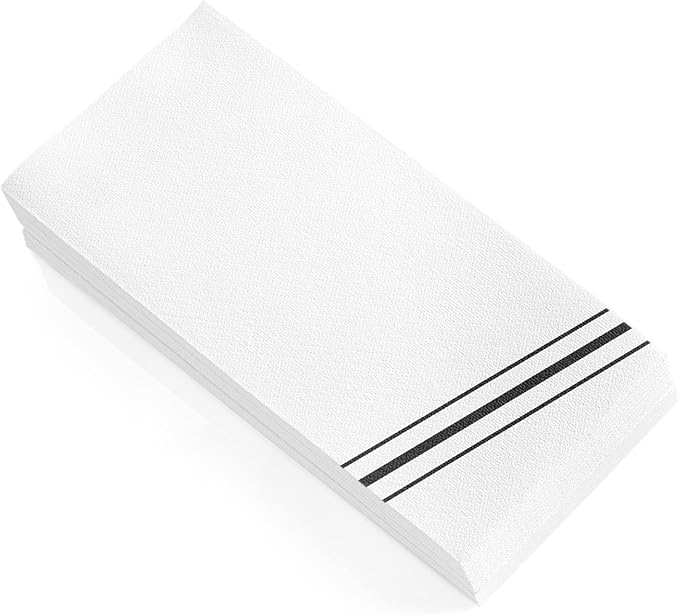 50 Pack Linen Feel Guest Paper Hand Towels | Disposable Super Absorbent Airlaid Paper Towels For Bathroom, Party, Weddings, Or Events | 12 x 17 Inches 1/6 Folded Decorative Design
