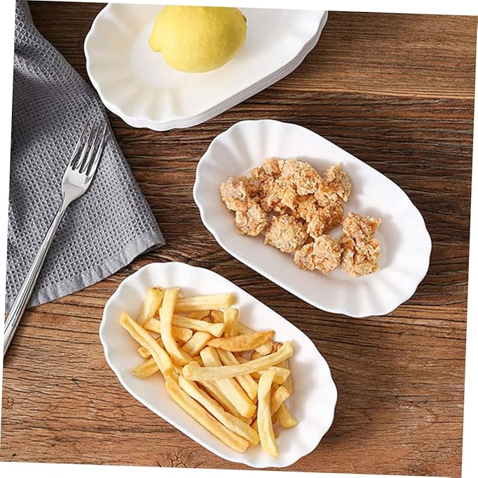 2pcs French Fries Plate Serving Platter Ceramic Snack Plates for Desserts Appetizers Kitchen Condiments