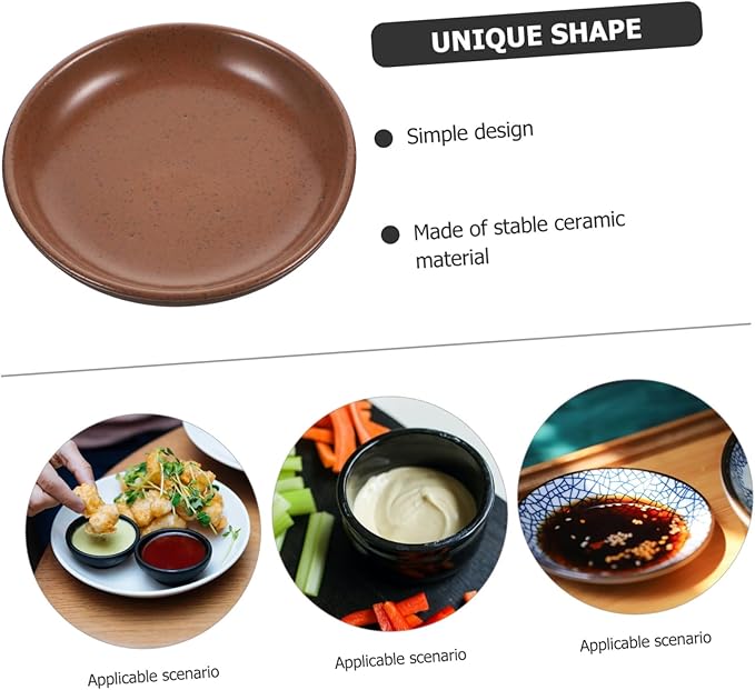 Ceramic Snack Plates Set of 4 Shallow Dipping Bowls for Soy Sauce Vinegar and Sauces Rustic Earthenware Appetizer Trays for Hotels and Restaurants