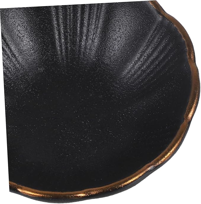 GLEAVI 2 pcs Ceramic Sauce Dish Black Appetizer Plates for Dipping Condiments for Home Restaurants and Catering Elegant Design for Fruits Nuts and Sauces