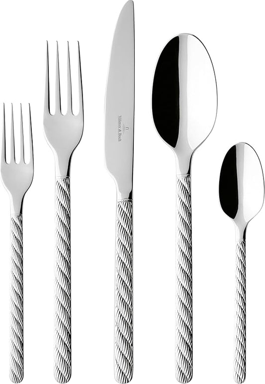 Villeroy & Boch Montauk 20-Piece Flatware Set, Service for 4, 18/10 Stainless Steel, Dishwasher Safe