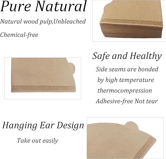 pson 100Pcs Coffee Filters #2, Disposable Coffee Filter Paper for 1-4 Cups, Compatible with Drip Coffee Maker and Pour Over(Brown)